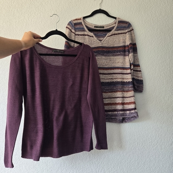 Peruvian connection XS Bundle of 2 Long Sleeve Cotton Knit Tops - Picture 1 of 9